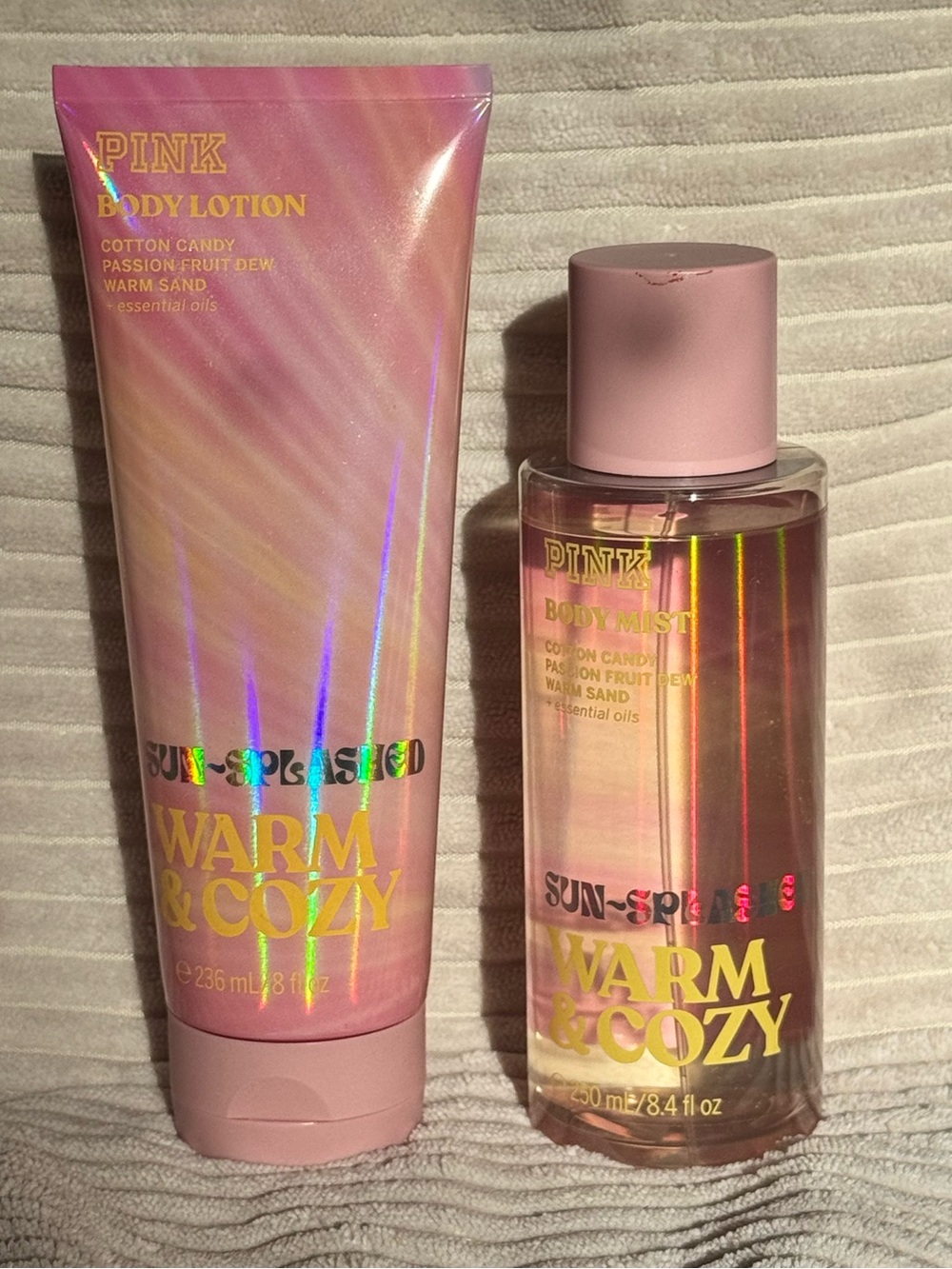 NEW PINK Victoria’s Secret Sun Splashed Warm and Cozy Fragrance and Lotion Set